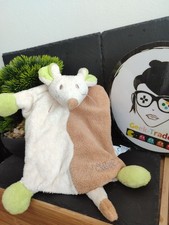 doudou marionnette souris création vibel marron blanc vert beige moustache 3252