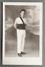 Antique PHOTO CARD man sport athlete gymnastics studio decor