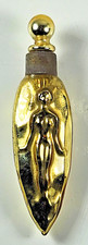 OLD PERFUME TESTER BOTTLE in EGLOMIZED GLASS DECOR NUDE WOMAN ART DECO 1925