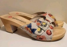 Berkemann Hamburg Leather Open Toe Wood Sole Sandals/Mules Sz.7/37 MSRP $100