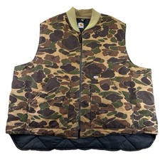 Vtg Carhartt Vest Camo Camouflage VQ183 Union Made USA Insulated Men’s 3XL Read