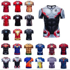 Men's T-shirts Compression 3D Printed Marvel Avenger Tee Gym Tops Short Sleeve