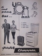 1957 ADVERTISEMENT IF YOU THINK GAS THINK CHAPPEE SOCIETE GENERALE DE FONDERIE