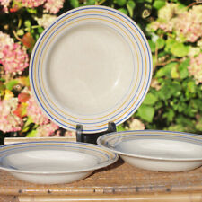 Lot of 3 Antique Boch Frères La Louvière Striped Hollow Plates Belgium