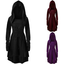 Vintage Womens Dress Medieval Renaissance Cosplay Archer Costumes Hooded Robe