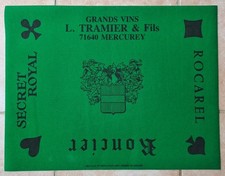 Antique Green Wine Advertising Card Game Mat L. TRAMIER & Fils 71640 MERCURYY