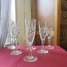 6 Saint Louis Crystal Champagne Flutes Whipped Model Signed 3