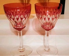 2 Val St Lambert Zermatt Rose 5.5" Wine Goblets Mint Condition