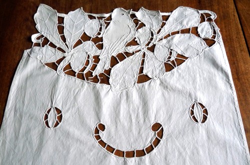 Rideau coton blanc broderie - rideau, en