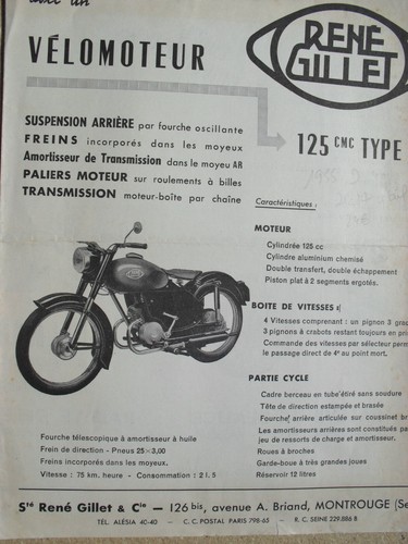 Rene gillet gamme moto - gamme, 1955