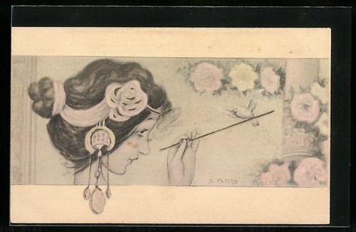 Carte postale artiste - carte, b
