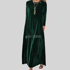 Plus Size 20-28 Women Velvet Long Sleeve Maxi Dress Islam Robe Dubai Kaftan Gown
