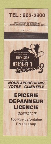 Matchbook cover epicerie - cover,