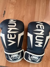(350ml Navy Blue/White) - Venum Elite Boxing Gloves.