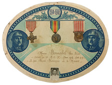 09/25 (CRB302) Diplôme militaire avec médailles guerre 14/18 FRENCH MEDAL