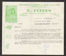 SAINT-JULIEN-du-SAULT (89) GARDEN FURNITURE wood irons umbrellas "G. lebrun" 1957