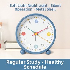 Réveil Silencieux Enfant Métal Coquille Dessin Animé Pingouin Lumineux Blanc