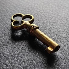 Small Trilobed Cast Bronze Worked Hollow Barrel Locksmith Box Key