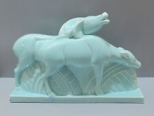 -ANCIEN SUJET LEMANCEAU SAINT CLEMENT CERAMIQUE ART DECO COUPLE ANTILOPES 1930 D