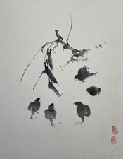 Poussins, estampe chinoise