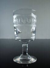 LARGE 1 ANTIQUE WATER GLASSES BLOWN GLASS GREEK ENGRAVING ACID CLEAR 