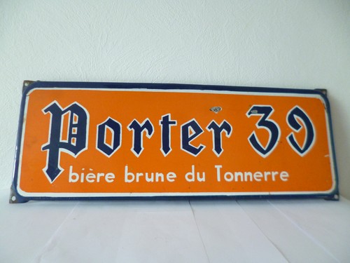 Plaque émaillée biere brune - plaque,