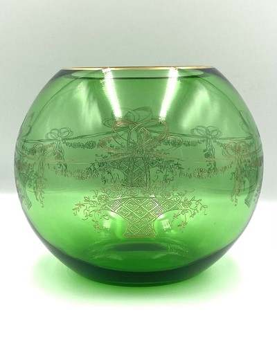 Vase boule verre vert - vase,