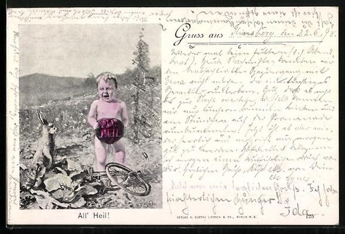 Carte postale bébé vélo - carte,