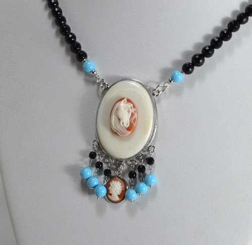 Collier argent 925 camées - collier,