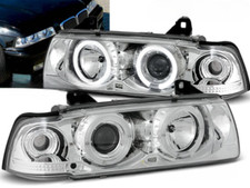 Paire de feux phares BMW serie 3 E36 berline 90-99 angel eyes chrome