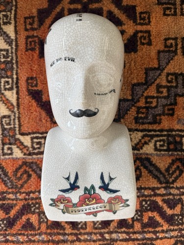 Huge medical phrenology tattoo - huge,