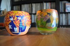 lot de deux photophores chats