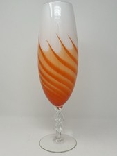 MCM VTG Vetreria Artistica Sanminiatel Empoli Orange White Swirl Art Glass Vase