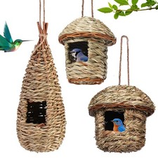 3 Pcs Cabane Oiseaux Nid Perruche Cage Tissé À La Main Colibri Nichoir Exteri...