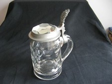 Beautiful Thick Glass Beer Mug and Tin Cap with Faceted Glass