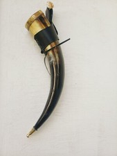 Corne à boire viking de style taverne avec étui en cuir pointe boule en laito...