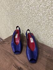 1980 CELINE ITALY ESCARPINS RARE HEELS BLUE LEATHER CLASSIC SIZE 39