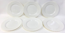 6 Arcopal France Milk Glass White Swirl Scallop Edge Dinner Plates