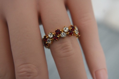 Bague dorée rangs strass - dorée, 2