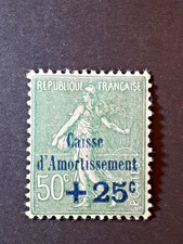 TIMBRE CAISSE D'AMORTISSEMENT semeuse 25c/50c N°247 NEUF * vert bleu
