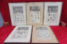 5 Estampes En Cuivre Vieux