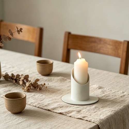 Lot bougeoirs fer blanc - lot,