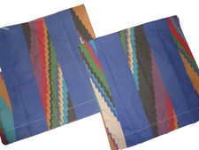 VINTAGE STEVENS SANS REPASSAGE SOUTHWESTERN BLUE GREEN TAN (4P) KING SHEET SET