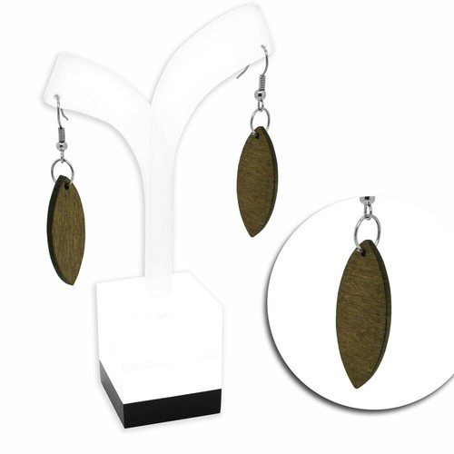 Bois boucles oreilles ovale - bois,