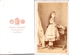 Cayol Frères, Marseille, little girl with long hair in Scottish fabric dress