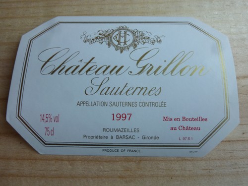 étiquette vin chateau grillon - étiquette,