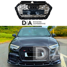 GLOSS BLACK RS3 HONEYCOMB MESH FRONT GRILLE FOR AUDI A3 S3 8V FACELIFT 2016-2020