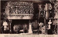 Old postcard AK Chateau de JOSSELIN - Le Grand Salon - Stone fireplace from (431116)
