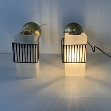 2 Vintage 1950 1960 France Attributed Arlus Brass Copper Glass Sconces 