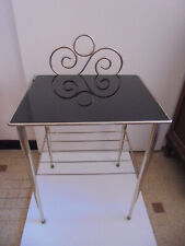 Beautiful Vintage 80s Smoked Glass Brown Gold Metal Sofa End Coffee Table 